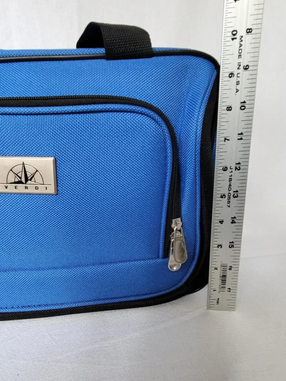 Vintage Verdi Blue Canvas Travel Duffel Bag Small Gym Carry On Tote